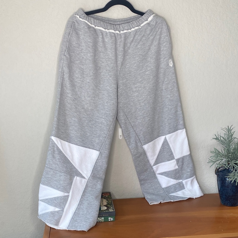 FP Movement by Free People Women’s Gray & White Wide-Leg Sweatpants